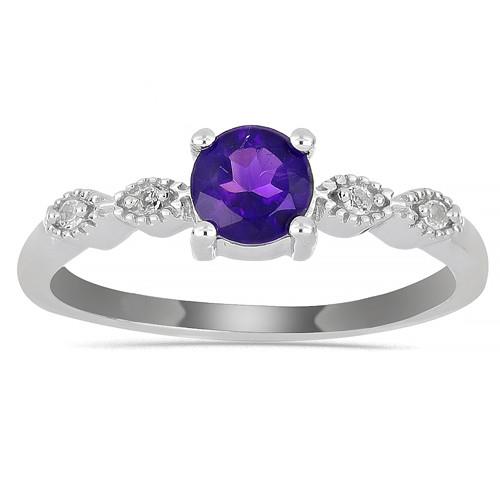 BUY 925 SILVER AFRICAN AMETHYST GEMSTONE CLASSIC RING